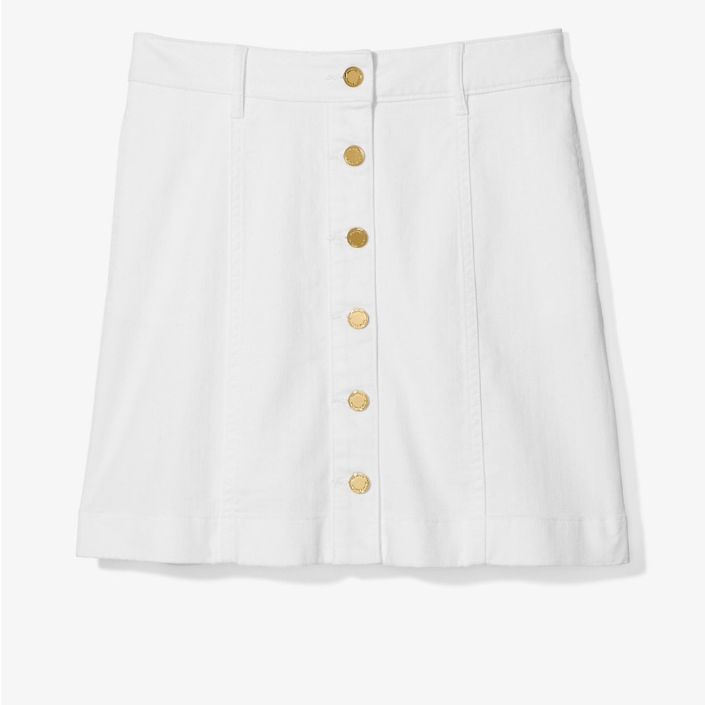 Michael Kors White Denim A-Line Mini Skirt - Size 4 - Picture 1 of 5
